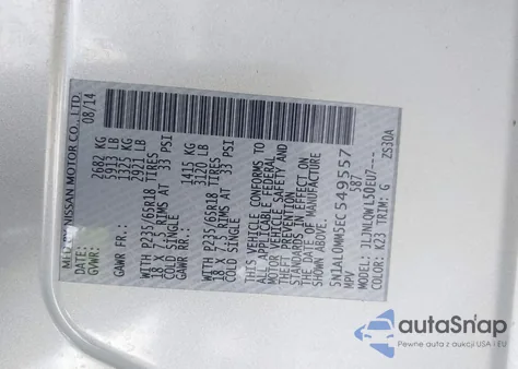 2014 Infiniti Qx60 из США, поврежденный, VIN 5N1AL0MM5EC549557